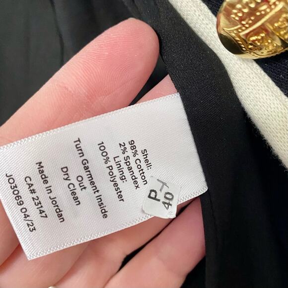 Talbots Military Jacket Gold Buttons Black W/ White Trim Jacket Women’s Sz 2 - Picture 6 of 16